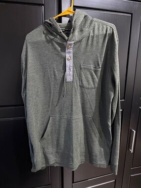 O'Neill Olive Green Hooded Henley with Contrast Placket